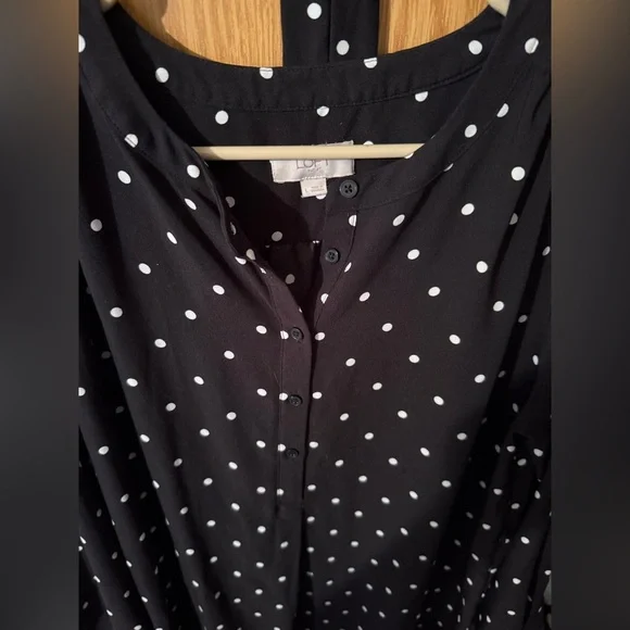 LOFT Black Dress with White Polka Dots - Picture 3 of 7